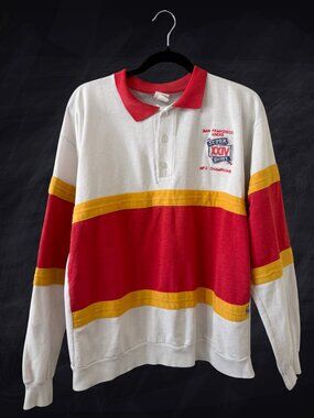 Vintage San Francisco 49ers Rugby Shirt Celebrating Super Bowl XXIV